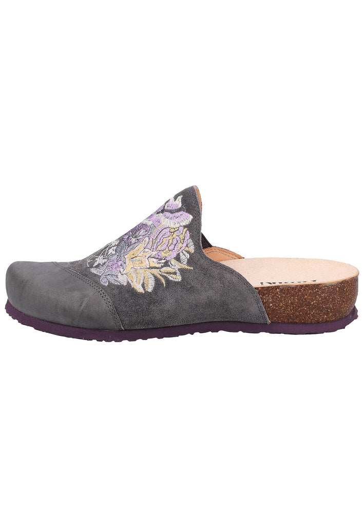 Think! Pantoletten Leder Antrazit