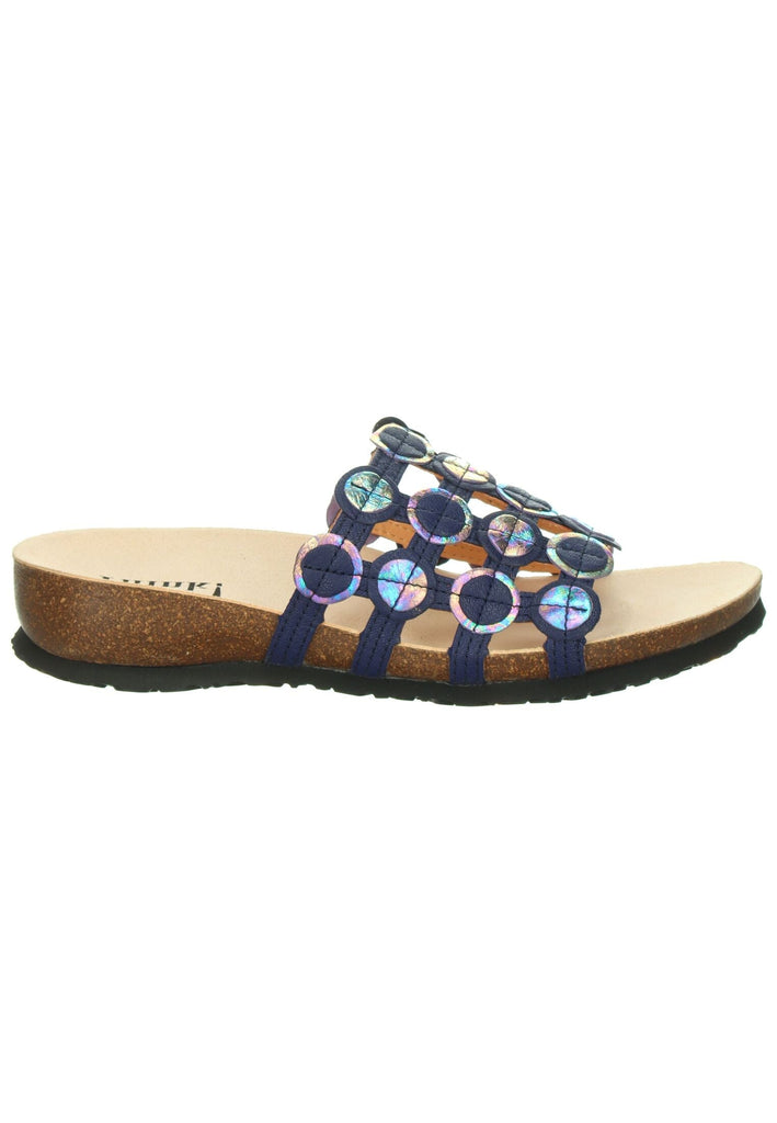 Think! Pantoletten Leder Blau/Multi