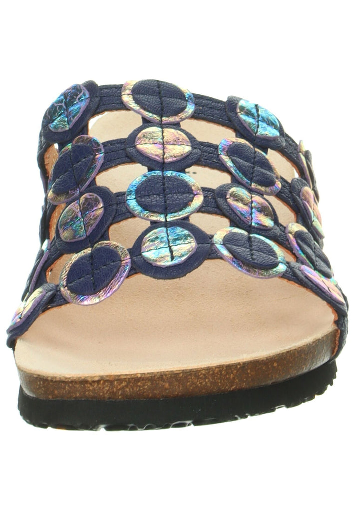 Think! Pantoletten Leder Blau/Multi