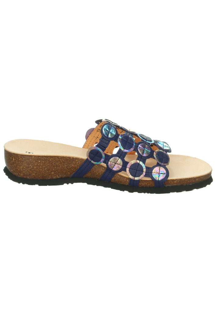 Think! Pantoletten Leder Blau/Multi
