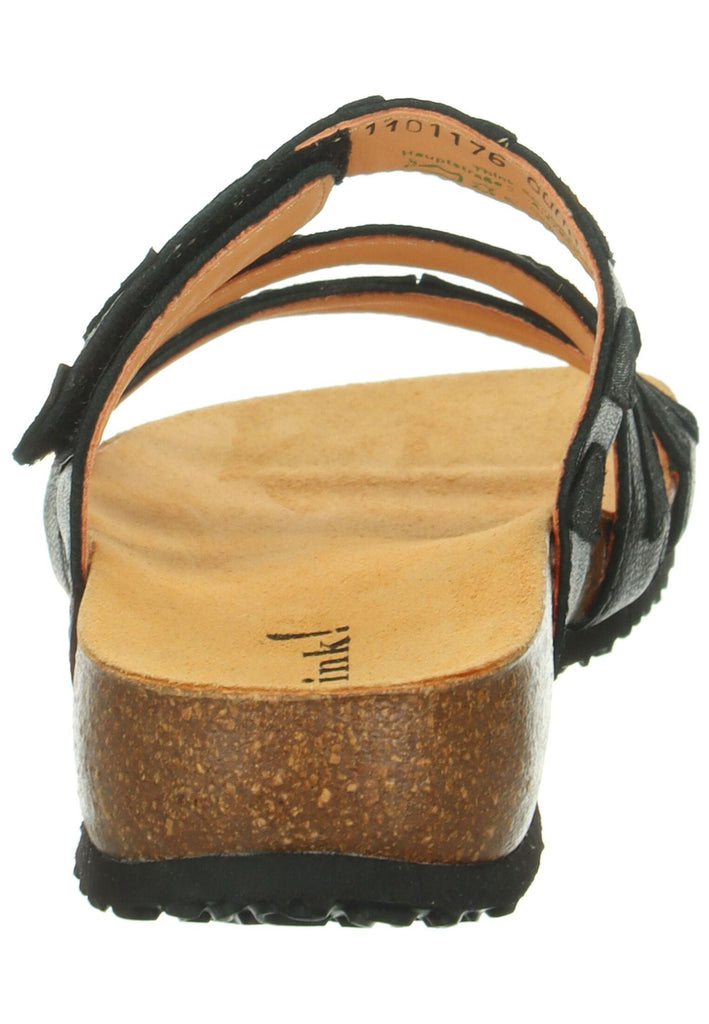 Think! Pantoletten Leder Schwarz Kombi