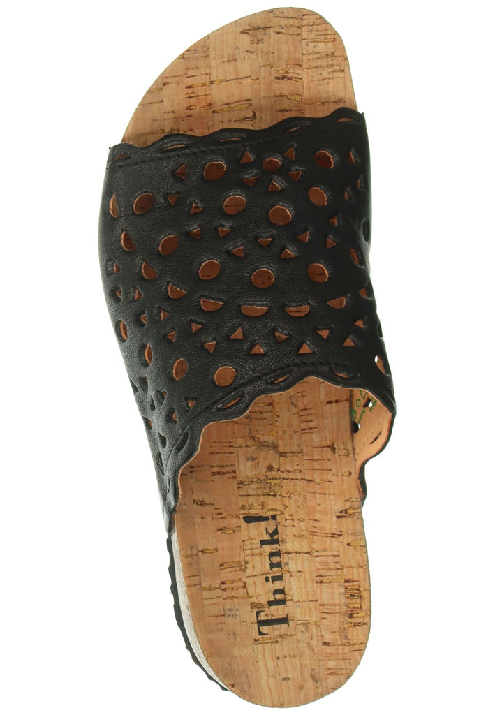 Think! Pantoletten Nappaleder Schwarz