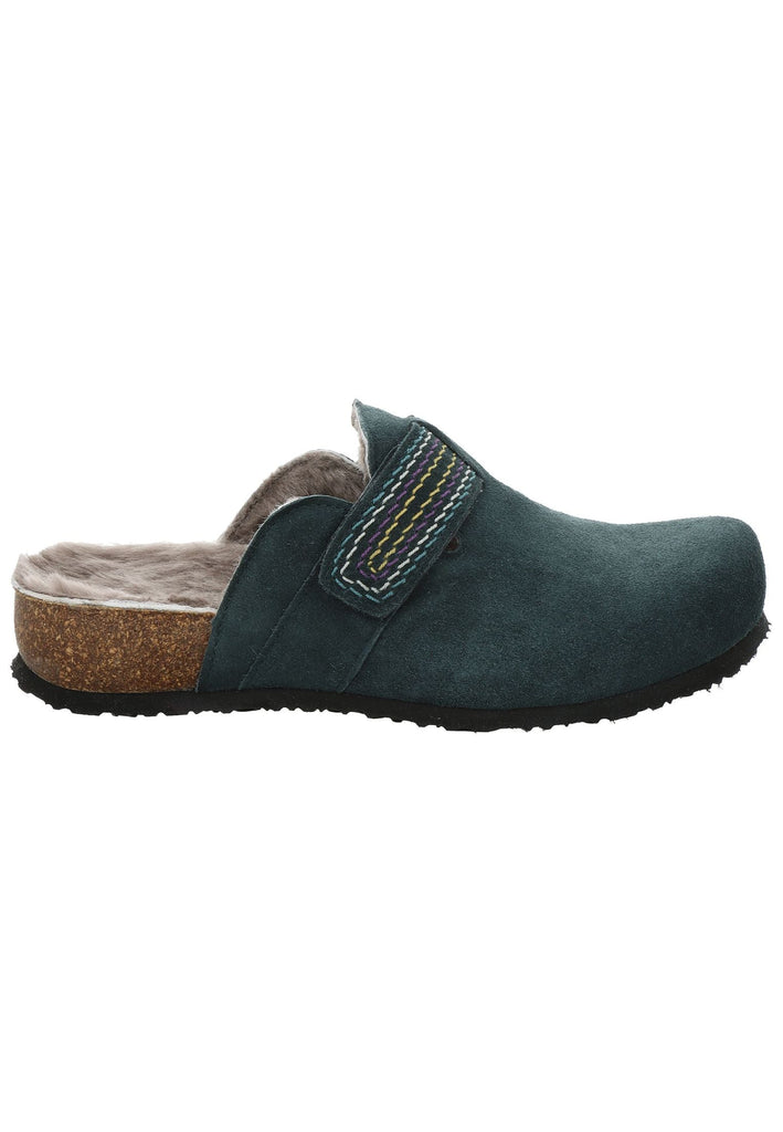 Think! Pantoletten Veloursleder Dunkelgrün