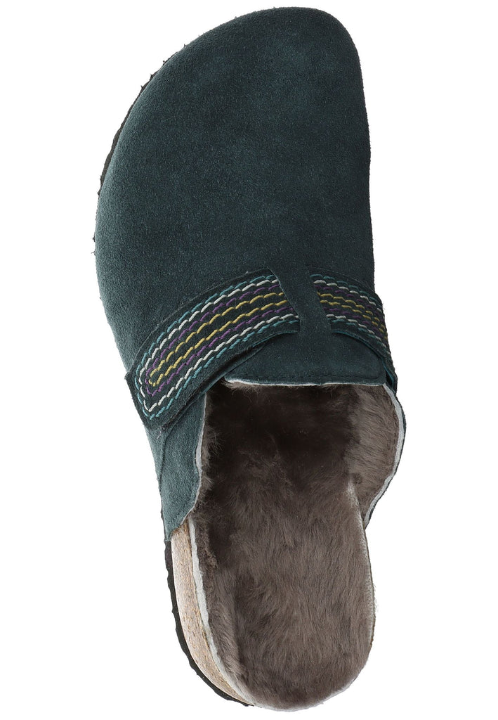 Think! Pantoletten Veloursleder Dunkelgrün