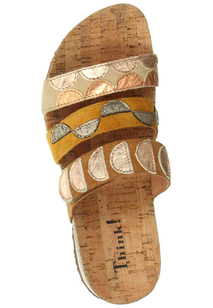 Think! Pantoletten Veloursleder Zimt