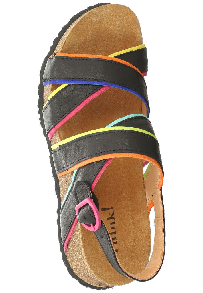 Think! Sandalen Leder Schwarz Kombi