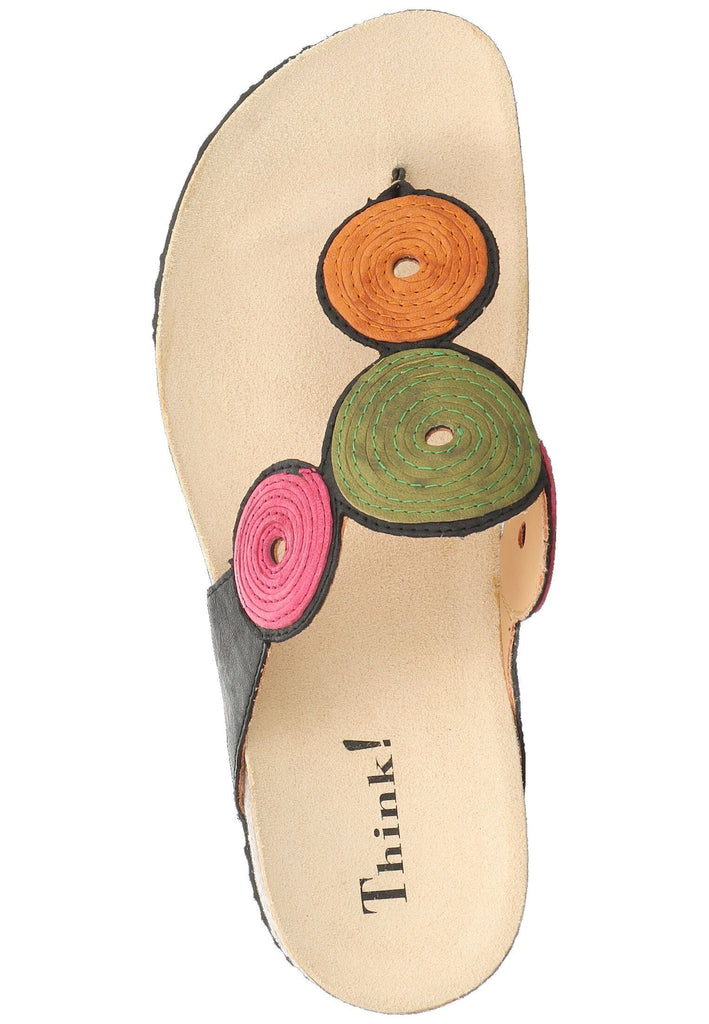Think! Zehensteg Leder Schwarz Multi