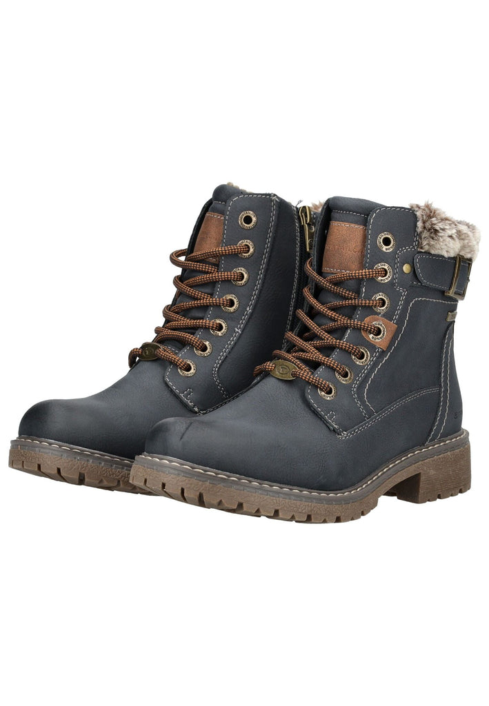 Tom Tailor Stiefelette Lederimitat Navy Warmfutter