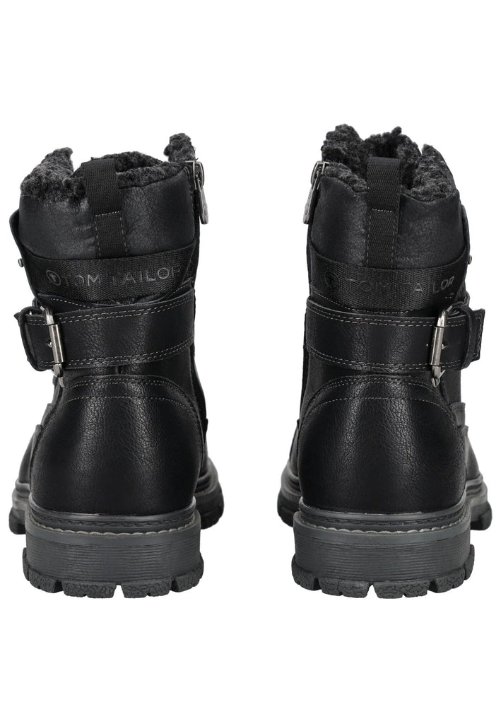 Tom Tailor Stiefelette Lederimitat Schwarz Warmfutter