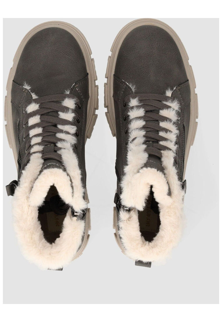 Tom Tailor Stiefelette Lederimitat/Textil Coal Warmfutter