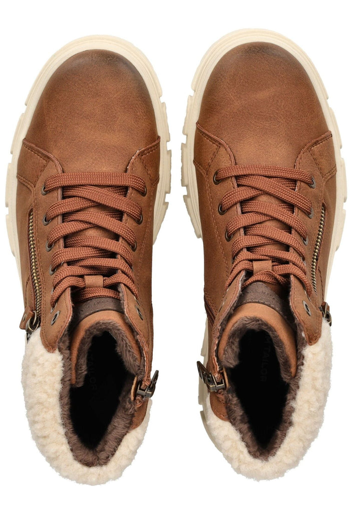 Tom Tailor Stiefelette Lederimitat/Textil Cognac Warmfutter