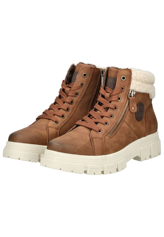Tom Tailor Stiefelette Lederimitat/Textil Cognac Warmfutter