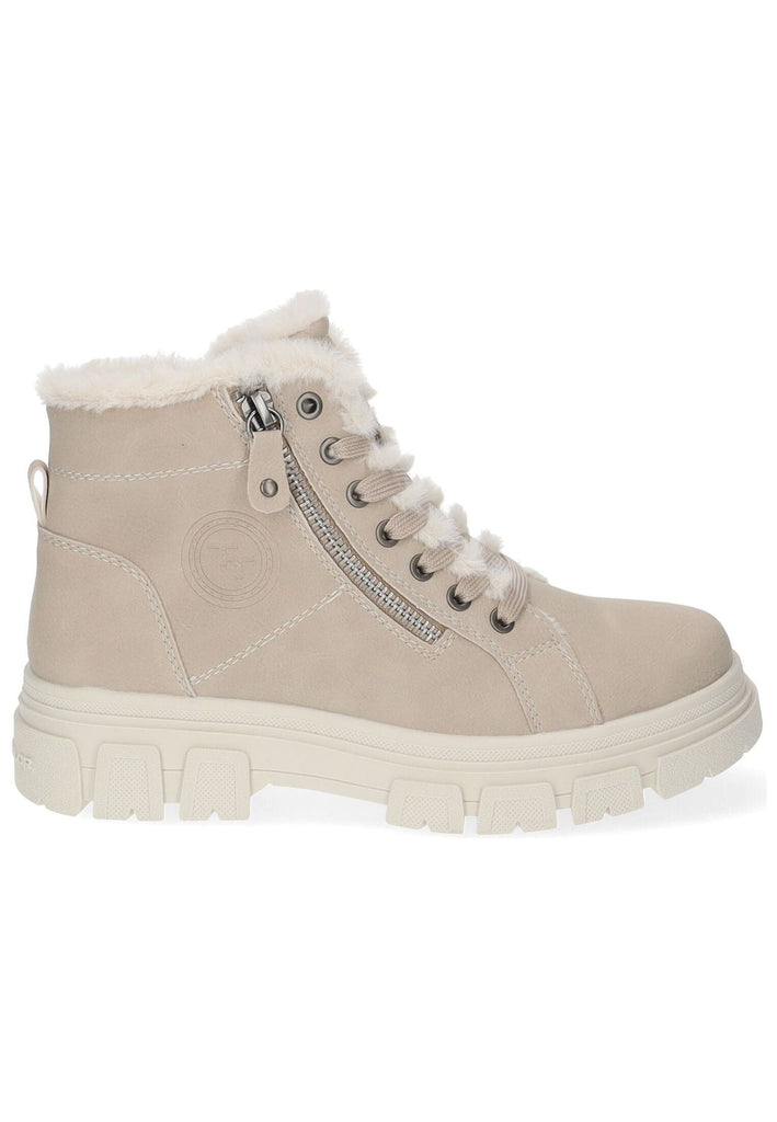 Tom Tailor Stiefelette Lederimitat/Textil Cream Warmfutter