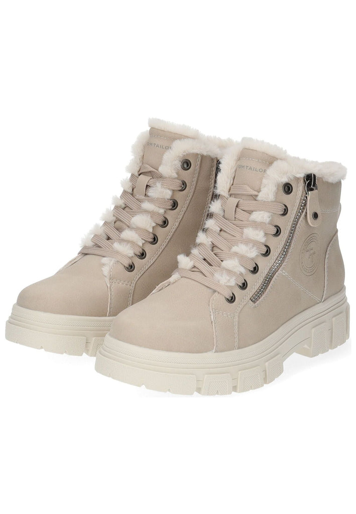 Tom Tailor Stiefelette Lederimitat/Textil Cream Warmfutter