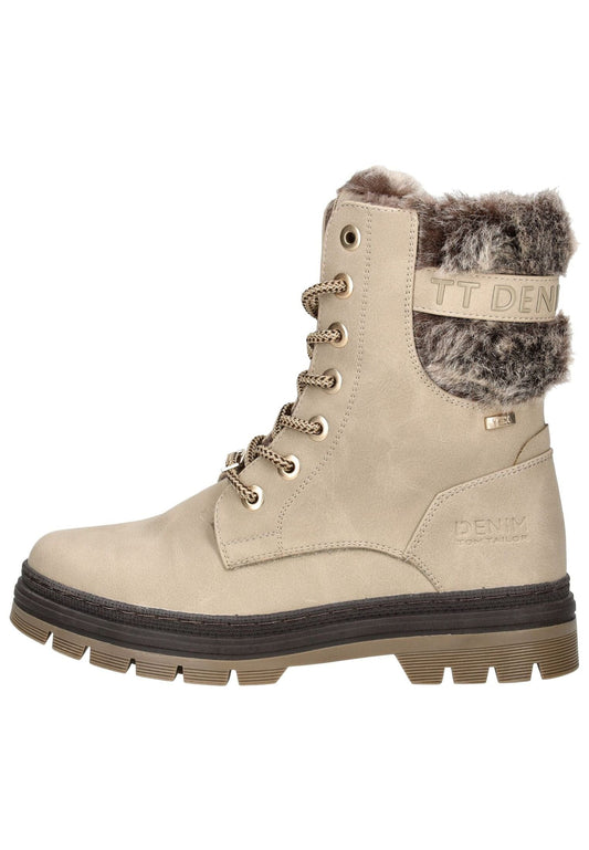 Tom Tailor Stiefelette Lederimitat/Textil Cream Warmfutter
