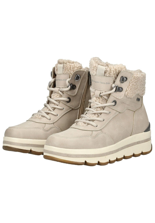 Tom Tailor Stiefelette Lederimitat/Textil Cream Warmfutter