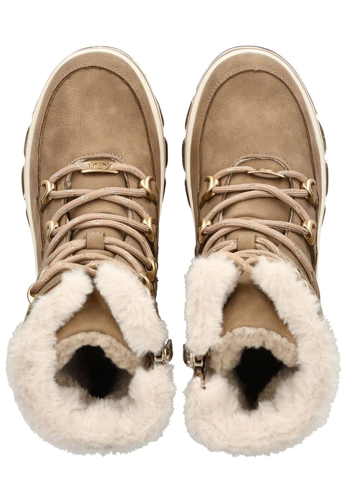 Tom Tailor Stiefelette Lederimitat/Textil Sand Warmfutter