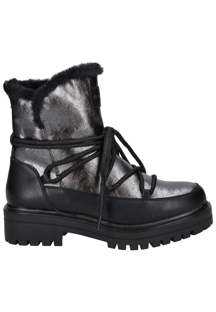 Tom Tailor Stiefelette Lederimitat/Textil Schwarz/Silber Warmfutter