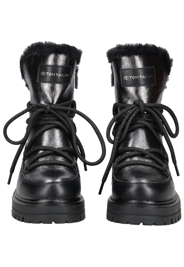 Tom Tailor Stiefelette Lederimitat/Textil Schwarz/Silber Warmfutter