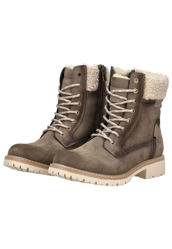 Tom Tailor Stiefelette Lederimitat/Textil Taupe Warmfutter