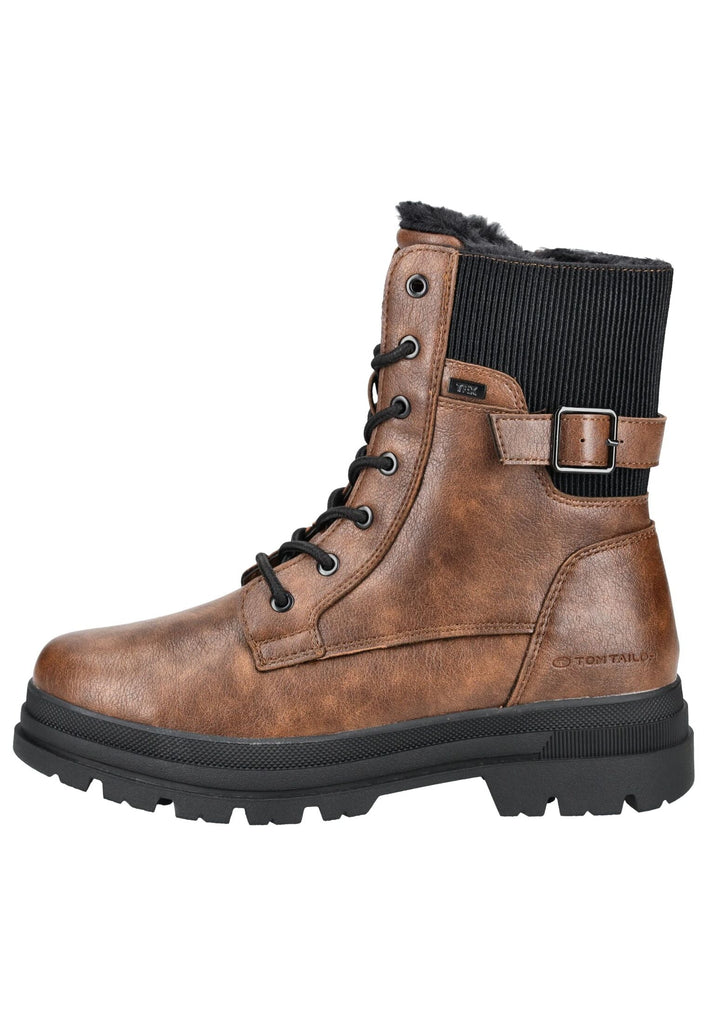 Stiefeletten Tom Tailor Stiefelette Lederimitat Braun Warmfutter