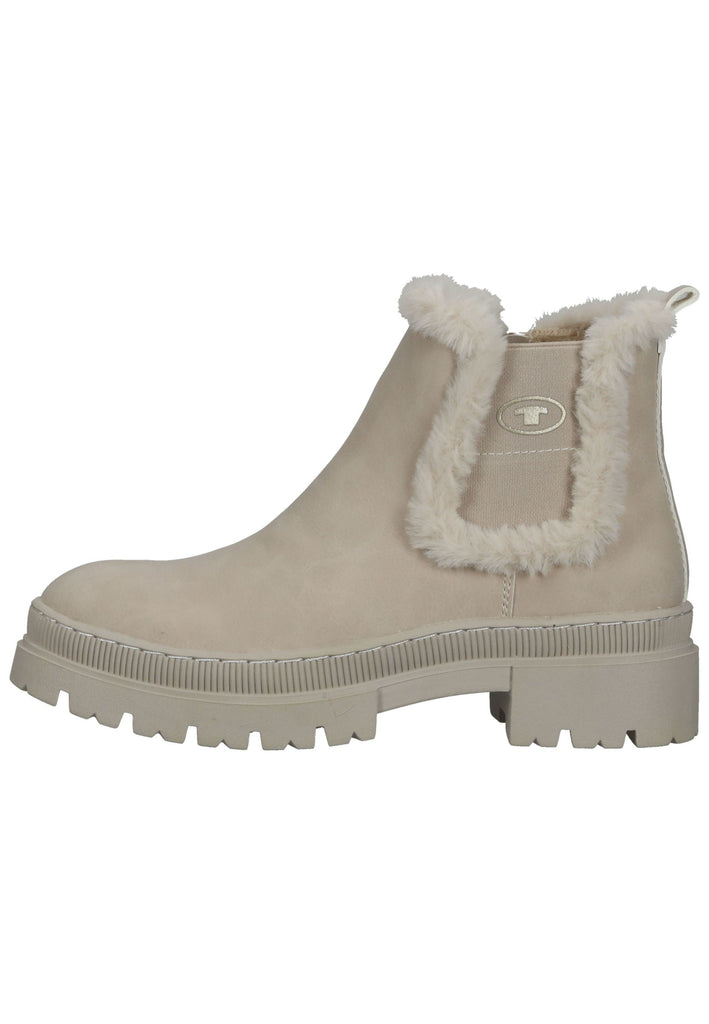Stiefeletten Tom Tailor Stiefelette Lederimitat Cream Warmfutter