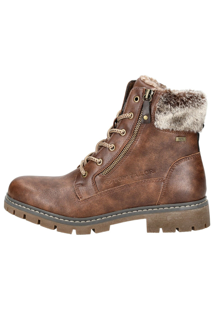 Stiefeletten Tom Tailor Stiefelette Lederimitat/Textil Braun Warmfutter