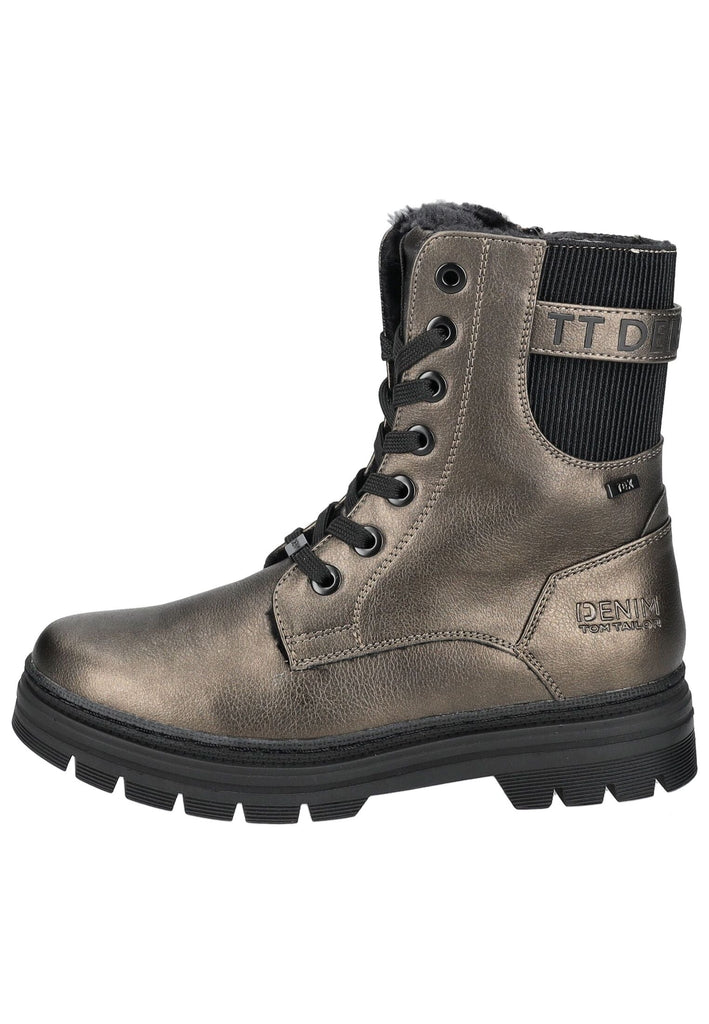 Stiefeletten Tom Tailor Stiefelette Lederimitat/Textil Gold Warmfutter
