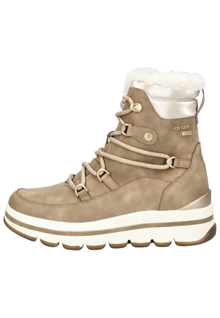 Stiefeletten Tom Tailor Stiefelette Lederimitat/Textil Sand Warmfutter