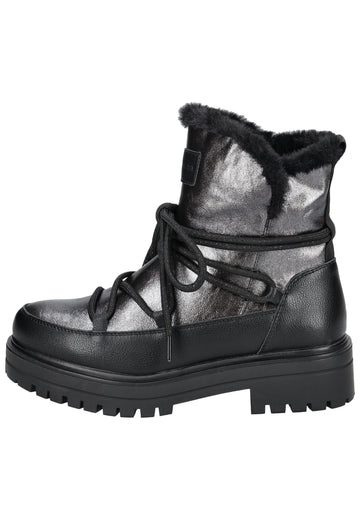 Stiefeletten Tom Tailor Stiefelette Lederimitat/Textil Schwarz/Silber Warmfutter