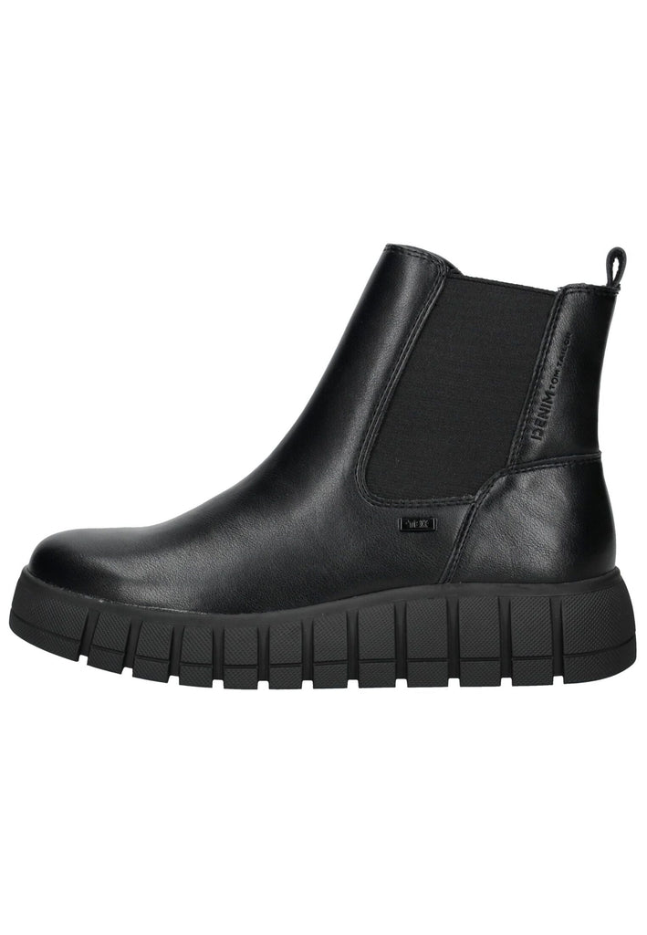 Stiefeletten Tom Tailor Stiefelette Lederimitat/Textil Schwarz Warmfutter