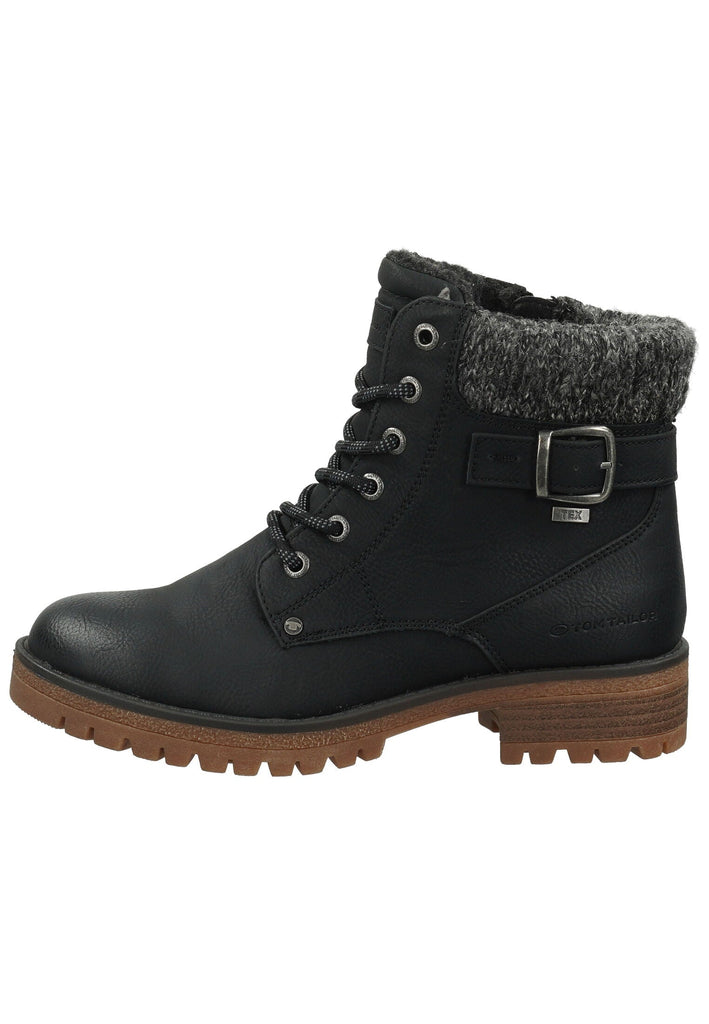 Stiefeletten Tom Tailor Stiefelette Lederimitat/Textil Schwarz Warmfutter