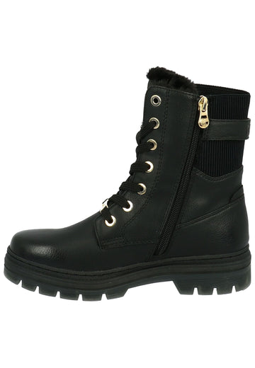 Stiefeletten Tom Tailor Stiefelette Lederimitat/Textil Schwarz Warmfutter