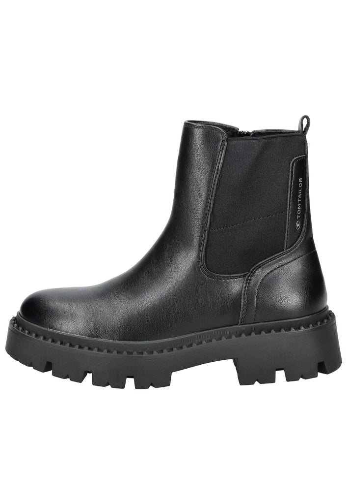 Stiefeletten Tom Tailor Stiefelette Lederimitat/Textil Schwarz Warmfutter