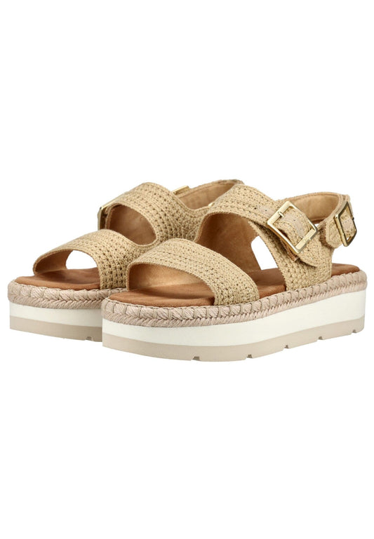 TOMS Sandalen Leder/Textil Dunkelbeige