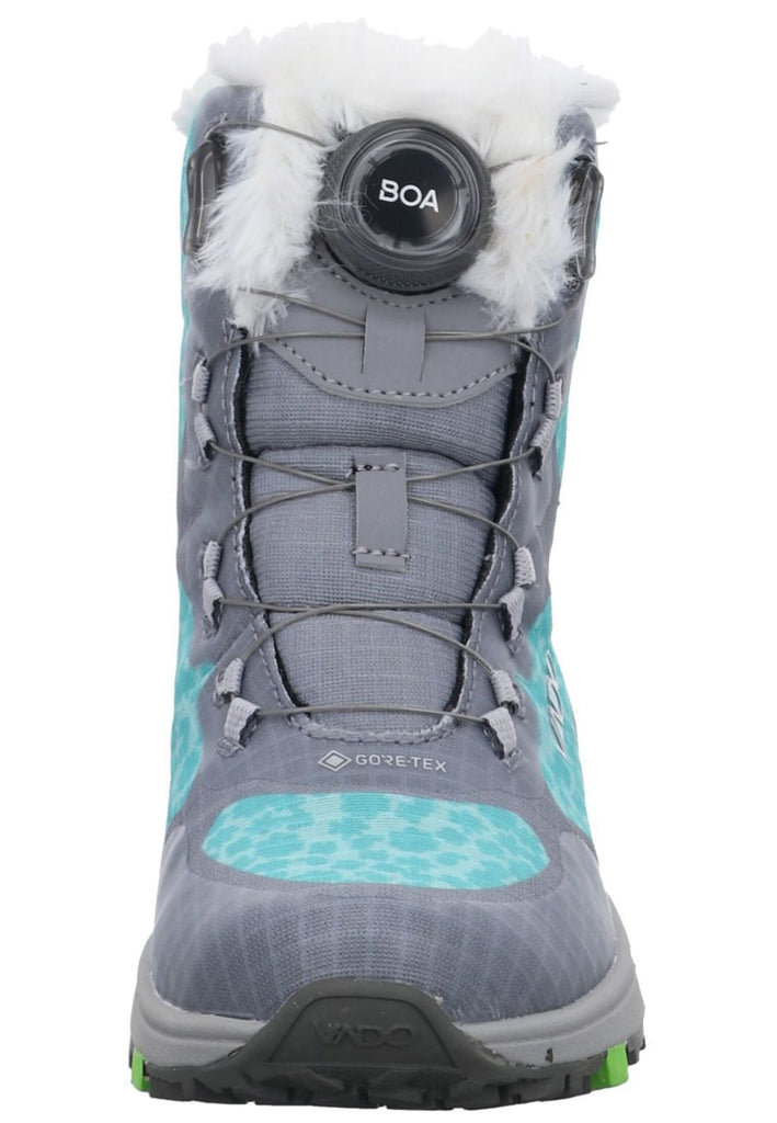 VADO Stiefelette Lederimitat/Mesh Grau/Türkis Warmfutter