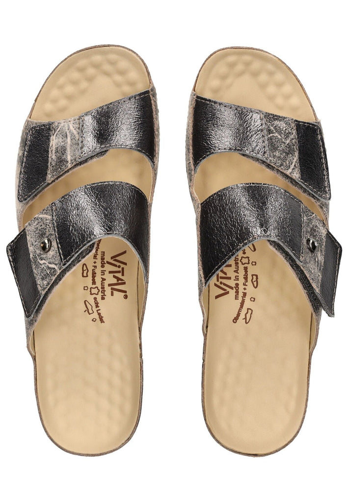 Vital Pantoletten Leder Beige/Silber