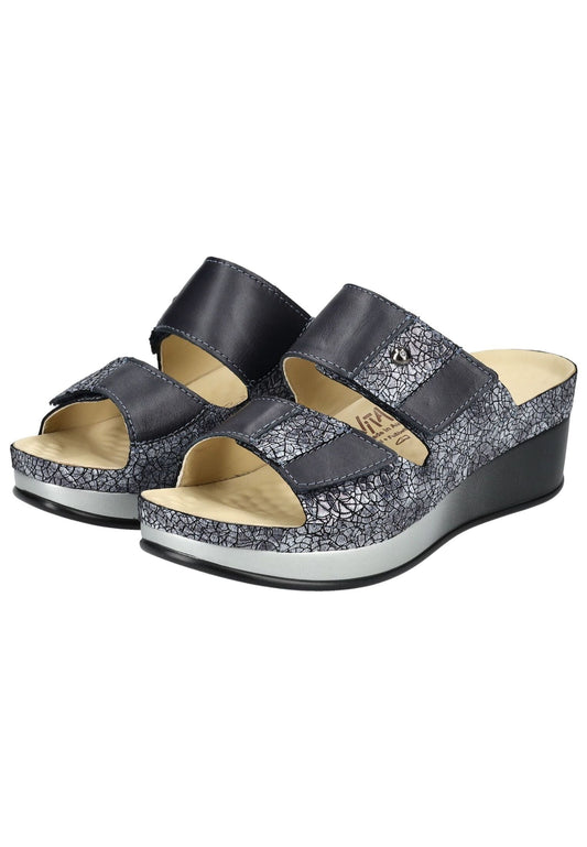 Vital Pantoletten Leder Blau/Silber