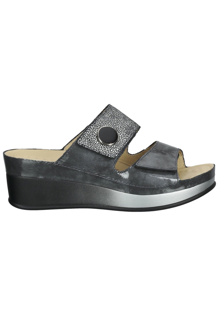 Vital Pantoletten Leder Grau/Silber