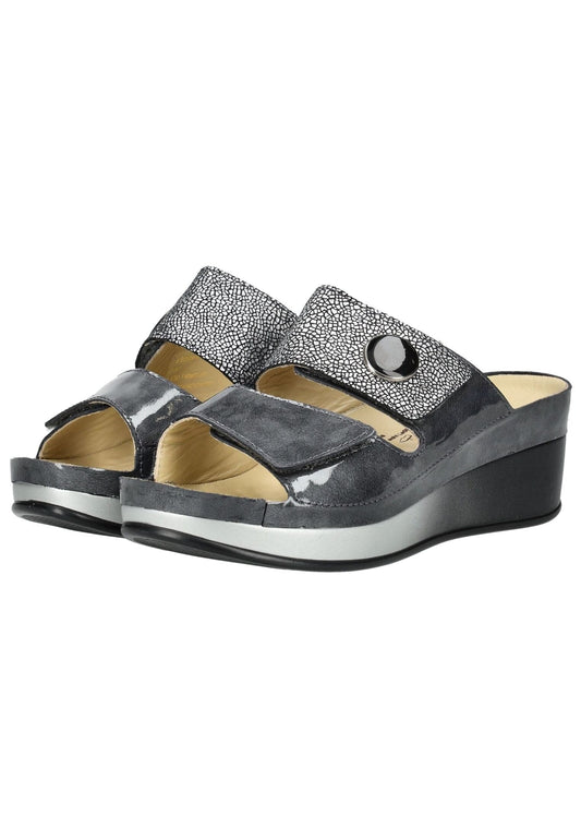 Vital Pantoletten Leder Grau/Silber