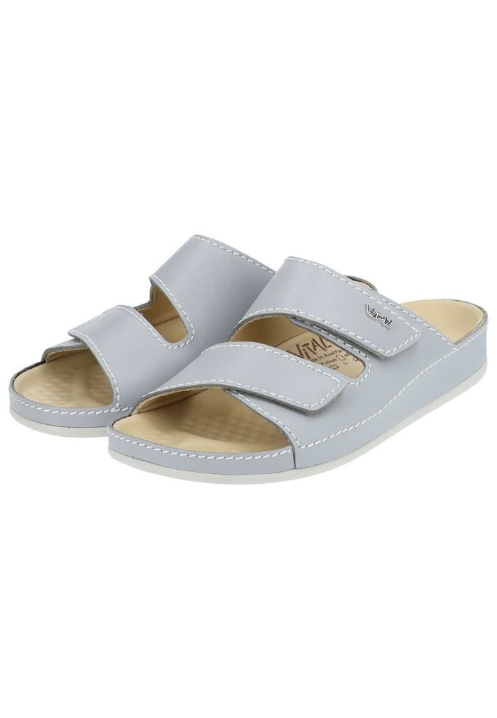 Vital Pantoletten Leder Hellgrau