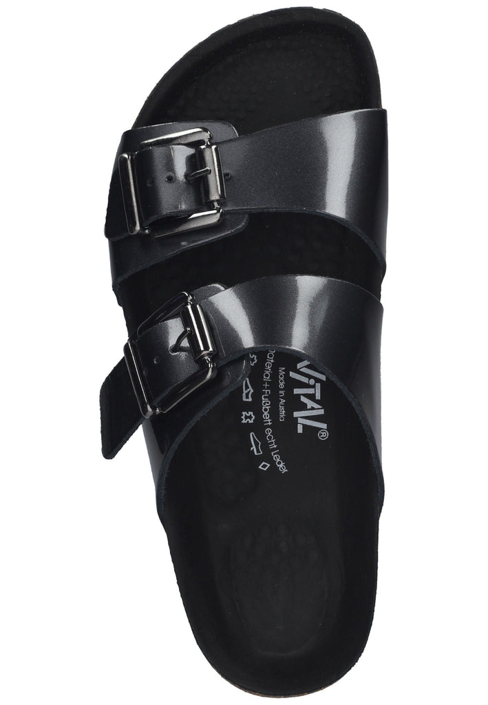 Vital Pantoletten Leder Metallic Anthracite