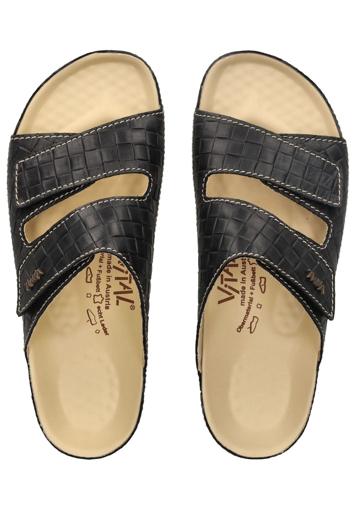Vital Pantoletten Leder Schwarz