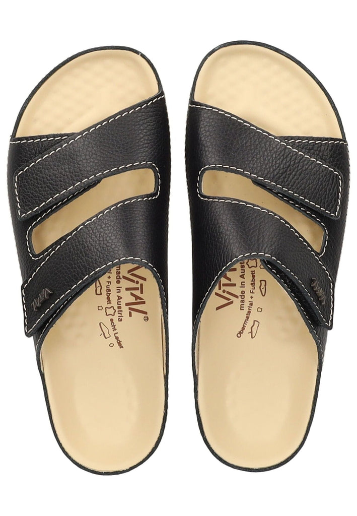 Vital Pantoletten Leder Schwarz