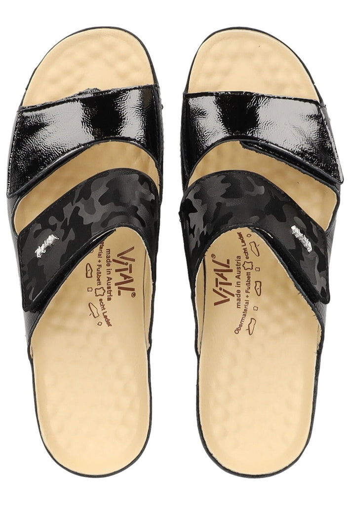Vital Pantoletten Leder Schwarz