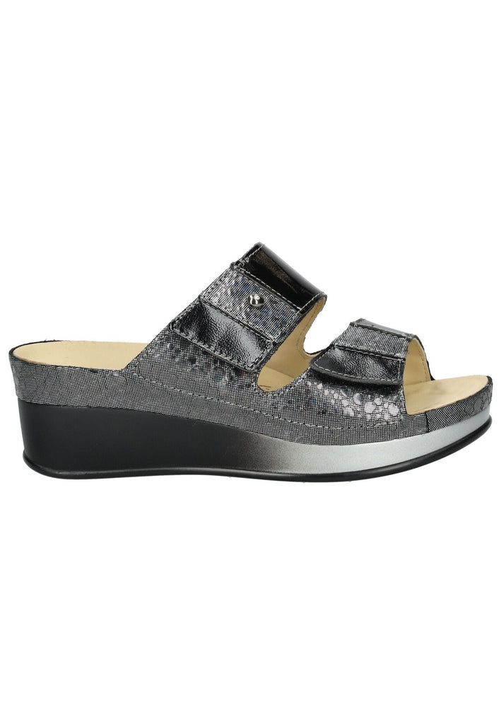 Vital Pantoletten Leder Schwarz Kombi