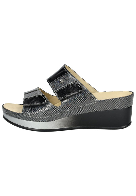 Vital Pantoletten Leder Schwarz Kombi