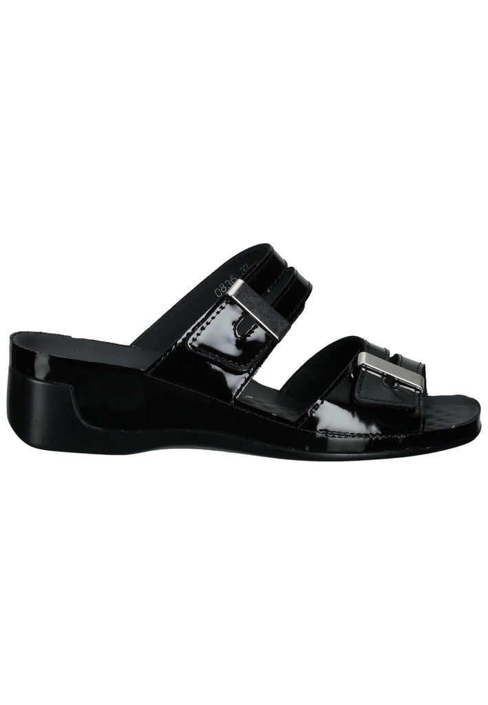 Vital Pantoletten Leder Schwarz Lack