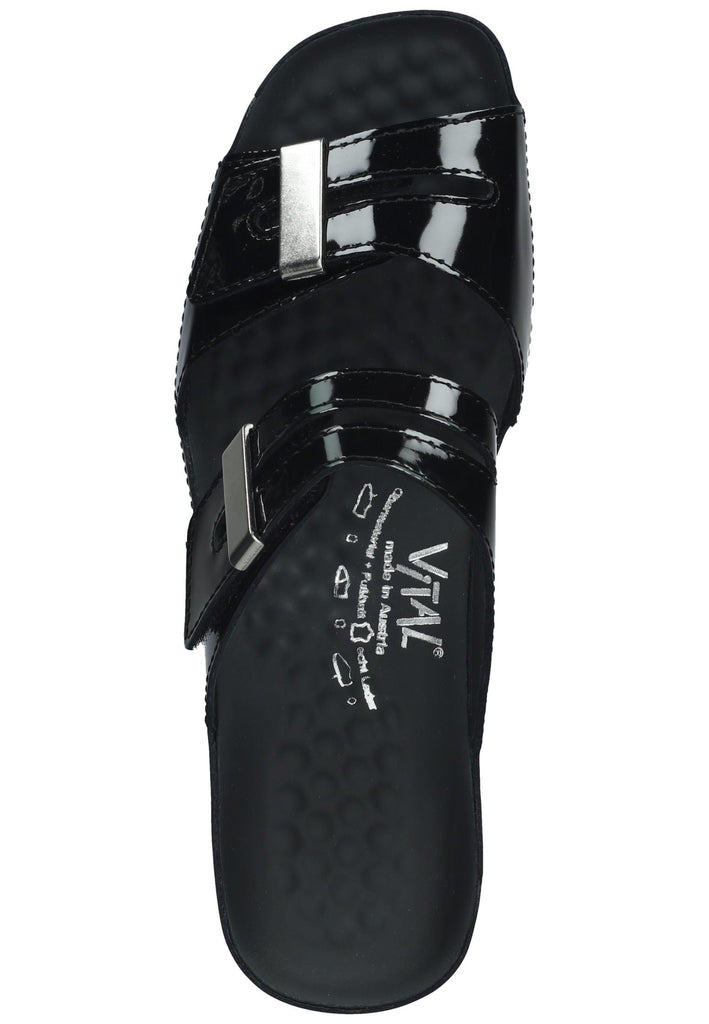 Vital Pantoletten Leder Schwarz Lack
