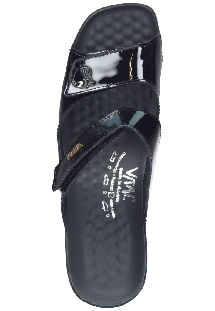 Vital Pantoletten Leder Schwarz Lack